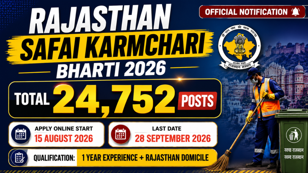 Rajasthan Safai Karmchari Recruitment 2026 Official Notification Banner - 24,752 Posts